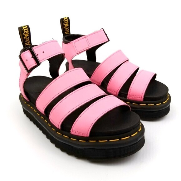 RARE Dr. Martens Pink Lemonade Hydro Leather Strap Sandals - Picture 2 of 11